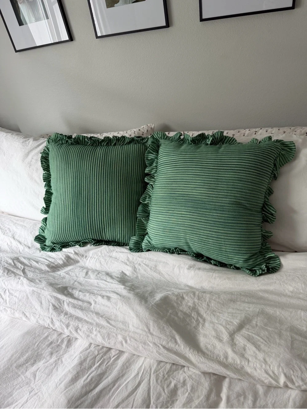 2 NWT World Market Striped Ruffle Throw Pillows